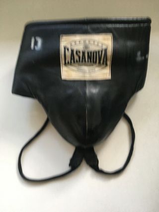 Vintage Casanova Black Leather Boxing Groin Guard Cup Protector Mexico Made Lasd