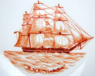 Vintage Spode TRADE WINDS Naval Ship Small Plate Coaster Dish H.  M.  S.  Vindictive 2
