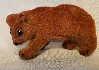 Vintage Wagner Kunstlerschutz Flocked Brown Bear Cub Miniature West Germany