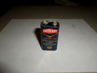 Vintage Rare Blue Eveready Battery Union Carbide 9 Volt Premium Transistor Usa