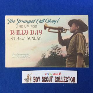 Boy Scout Vintage Post Card The Trumpet Call Obey Scout With Bugle