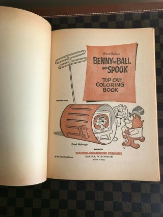 Vintage Hanna Barbera Top Cat Coloring Book - and Uncolored - Dated 1962 3
