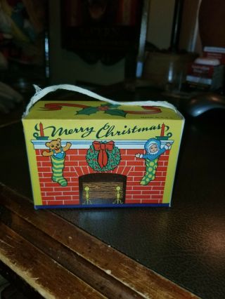 Vintage 40s Merry Christmas Stockings Cardboard Fold Gift Candy Box Ornament