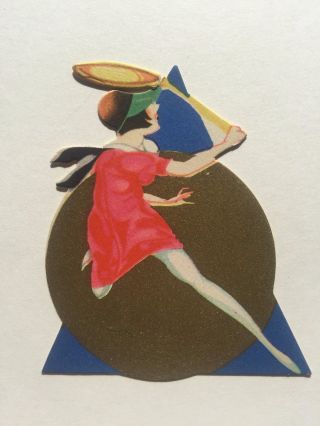 Vintage 1920s Art Deco Tennis Player W/ Gold Print - - Bridge Card Tally