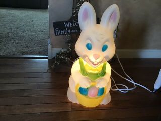 Vintage Blow Mold Light Up Easter Bunny General Foam Plastics 18 Inches