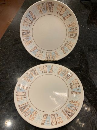 Vtg Mcm Atomic Taylorstone Moderne 10.  5 " Dinner Plates (2)
