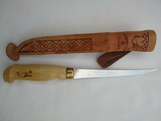 Vintage J.  Marttiini Rapala 6 " Blade Fish Fillet Knife W/ Leather Sheath Finland
