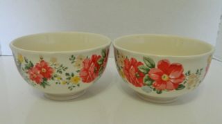 The Pioneer Woman Stoneware Vintage Floral Soup / Cereal Bowls Two 2818dmt