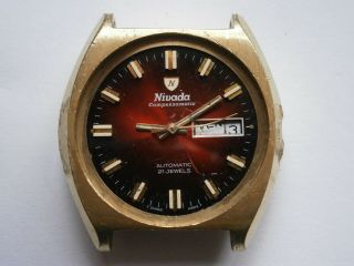 Vintage Gents Wristwatch Nivada Automatic Watch Spares Eta 2789 Swiss