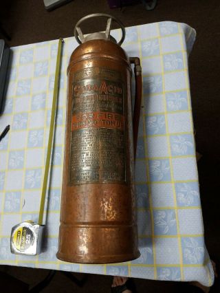 Vintage Copper Fire Extinguisher Soda Acid Dayton Ohio 24 Inches