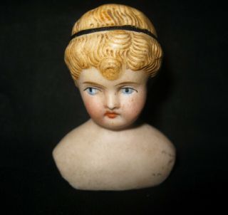 Vintage China Bisque Doll Head Blonde Hair