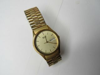 Vintage Seiko 7n43 - 8a89 R1 Gold Plated Case Day/date Men 