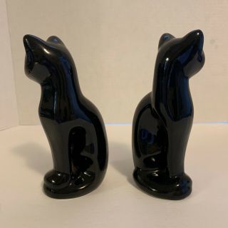 VTG Pair Artmark Black Siamese Cat Green Eyes Ceramic Figure Made In Taiwan 4