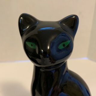 VTG Pair Artmark Black Siamese Cat Green Eyes Ceramic Figure Made In Taiwan 5