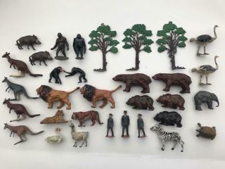 32 Vintage Lead Zoo Keepers And Animals (britains Taylor Barrett)
