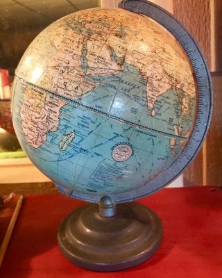 Vintage " Peerless 8 Inch (terrestrial) Globe " Weber Costello School Supplies