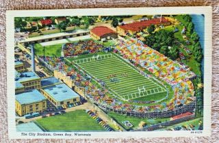 Vintage 1940s / 1950s City Stadium Home Of The Packers Football Postcard