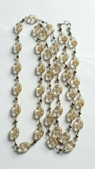 Czech Scarab Beetle Glass Bead Flapper Necklace Vintage Deco Style 4