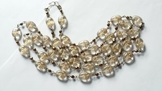 Czech Scarab Beetle Glass Bead Flapper Necklace Vintage Deco Style 5