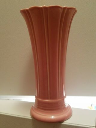 LARGE Vintage Fiesta Pink Dusty Rose Flared Vase Retired 3