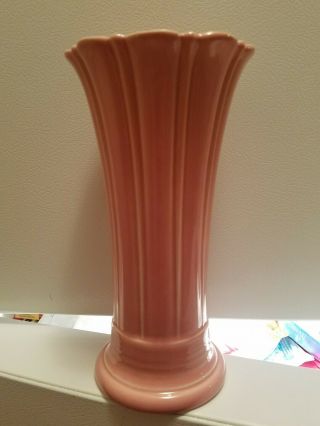 LARGE Vintage Fiesta Pink Dusty Rose Flared Vase Retired 4