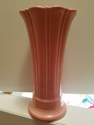 LARGE Vintage Fiesta Pink Dusty Rose Flared Vase Retired 5