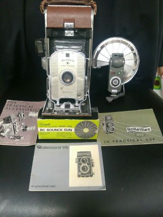 Vintage Polaroid Land Camera Speedliner Model 95a With Bounce Gun