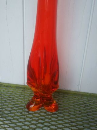 Vintage Viking Glass Epic Drape Pattern Swung Vase Persimmon Amberina 20 1/2 