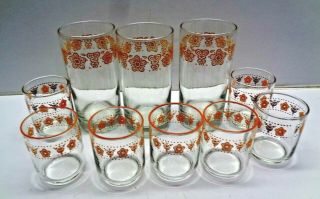 10 Vintage Corelle Gold Butterfly Glass Tumbers Juice Glasses
