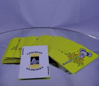 Vintage Congress Playing Cards Cel - U - Tone Whimsical Koala Bear Green