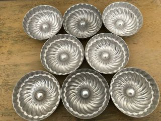 Vintage Aluminum Jello Tart Molds Set Of 8 Bundt Swirl