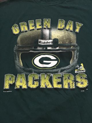 Vintage 1998 Riddell Nfl Green Bay Packers Helmet Logo T - Shirt Xl Favre Rodgers