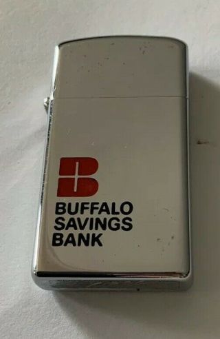 Vintage 1974 Buffalo Savings Bank Slim Enamel Zippo Pocket Lighter Estate Find
