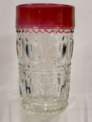 Tiffin Kings Crown Thumbprint Ruby Red Flash Vintage Water Glass Tumbler 5.  5 "