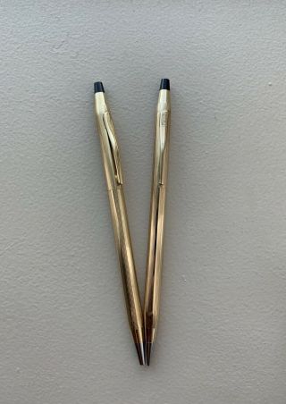 Vtg Cross 1/20 10k Gold Filled Ballpoint Pen And Mechanical Pencil - Great Cond.