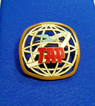 Antique Or Vintage Rare Portugueses Vitric Enameled Badge From Tap Air Portugal