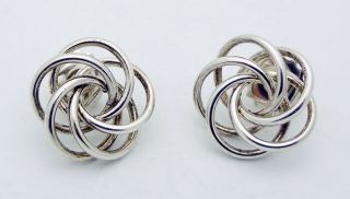 Vintage Artisan Crafted Modernist Earrings In Sterling Silver 14k Gold Posts