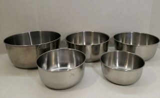 Stainless Steel 5 Piece Mixing Bowl Set Vintage Cooktime Made In Korea