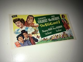 The Egg And I Vintage Movie Trade Ad Ma & Pa Kettle Claudette Colbert Poster R54