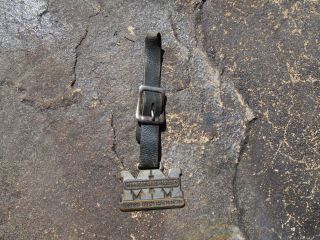 Vintage Minneapolis Moline Machinery Watch Fob Metal Leather Band