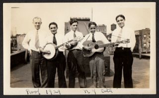 Guitar Ukulele Banjo Jazz Musician Bros York Roof 1930s Vintage Photo