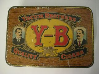 Vintage Y - B Yocum Brothers Cigars Reading,  PA.  Tobacco Advertising Tin Box 2