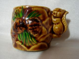 Vintage Japan Victoria Ceramics Art Pottery Squirrel On Pinecone Miniature Mug