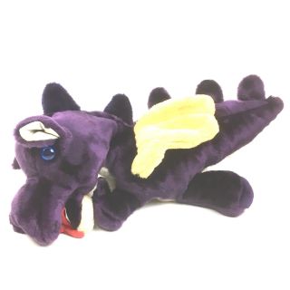 Purple Dragon Stage Hand Puppet Plush Stuffed Animal 22 " Long Vintage? Handmade?