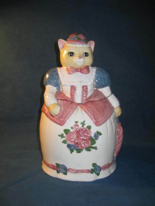 Vtg Kitty Cat Cookie Jar Canister By " The Cooks Bazaar ".  Darling