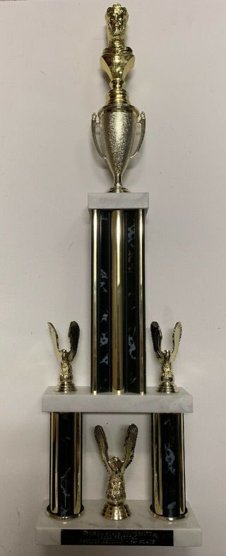 Vintage Chess Trophy King Marble Base Queen Rook Pawn Bishop