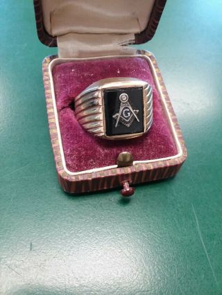 10k Gold Filled Stamped Vintage Masons Ring Size 10