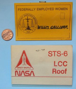 Nasa Identification Badge Pair Vtg Sts - 6 Space Shuttle Challenger / Employ Women