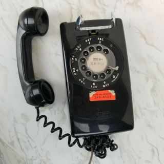Vintage Western Electric Black Rotary Dial Wall Mount Phone - Bell System 60s
