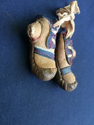 Vintage Leather Boxing Gloves - Antique Old Sports Miniature Salesman Sample Toy 3